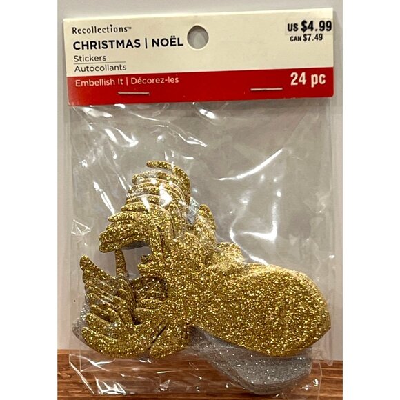 Recollections Christmas Glitter Stickers 24 Pc Silver & Gold Deer Head 529620 - Picture 3 of 4